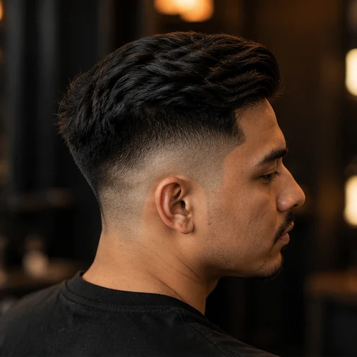 Hasil akhir potongan rambut fade modern